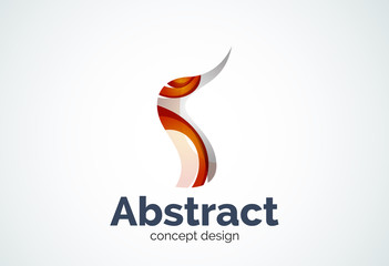 Abstract wave logo template, smooth motion concept