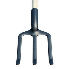 Forks front view isolated on white background. Series garden tools. 3d rendering