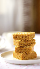 Fototapeta na wymiar wafers with caramel and honey