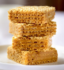 wafers with caramel and honey