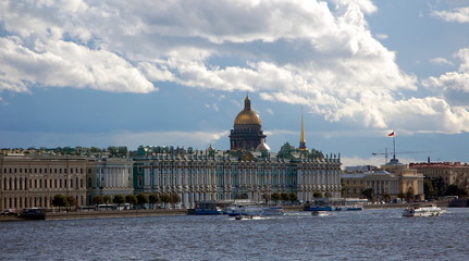 View of the Palace Embankment in Saint-Petersburg, Russia 