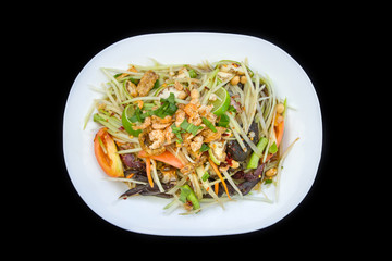 Papaya salad spicy with crabs and dry small shrimps - Tam Korat