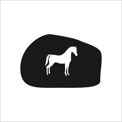 Horse rock wall painting ancient symbol simple icon on background