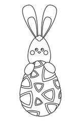 flat design easter bunny with egg icon vector illustration