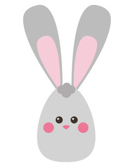 flat design easter bunny with egg icon vector illustration