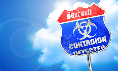 Contagion concept background, 3D rendering, blue street sign