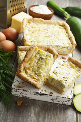 Pie with zucchini and herbs