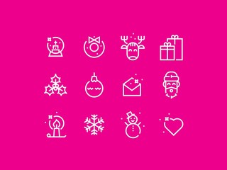Greeting Christmas thick line pixel perfect icon set