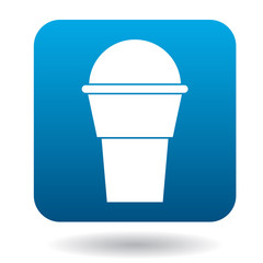 Cup of ice-cream icon in simple style isolated on white background