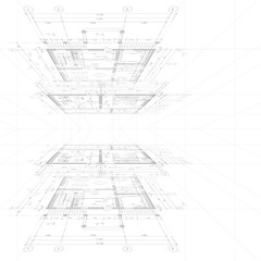 Architectural blueprint on white background