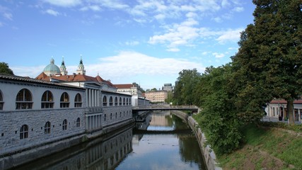 Fototapeta na wymiar Nice and cheerful city Ljubljana in Slovenia
