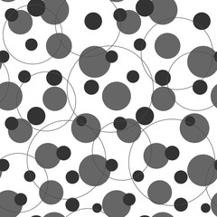 Polka dot and ring on white seamless pattern