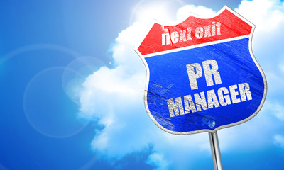 pr manager, 3D rendering, blue street sign