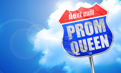 prom queen, 3D rendering, blue street sign