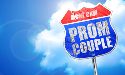 prom couple, 3D rendering, blue street sign