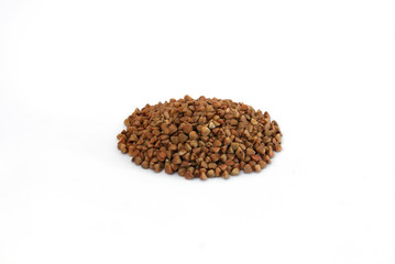 raw buckwheat handful isolated