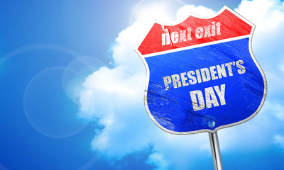 president's day, 3D rendering, blue street sign