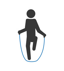 Person doing action concept represented by pictogram jumping with rope icon. Isolated and flat illustration