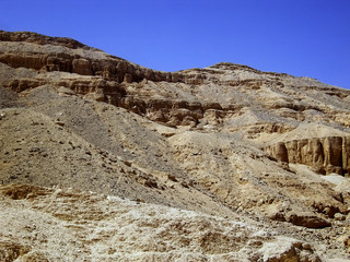Fototapeta premium Ancient inscriptions on the frescoes in the ruins in the desert. Egypt
