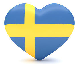Love Sweden: Swedish Flag Heart, 3d illustration