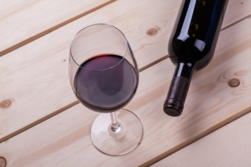 Red wine on wood