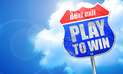 play to win, 3D rendering, blue street sign
