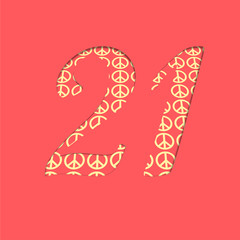 Number two and one on peace symbol pattern for international peace day on september twenty-one.