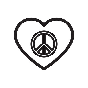 Peace symbol inside heart shape isolated on white background.Sign of peace for international peace day on september.