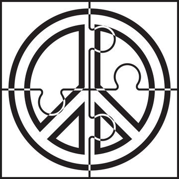 Puzzles of peace symbol. Sign for international peace day on september.