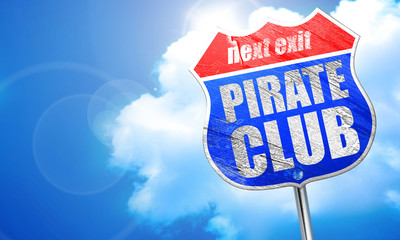 pirate club, 3D rendering, blue street sign