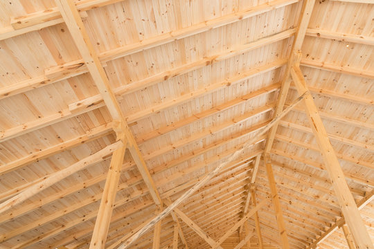 Wooden roof under construction