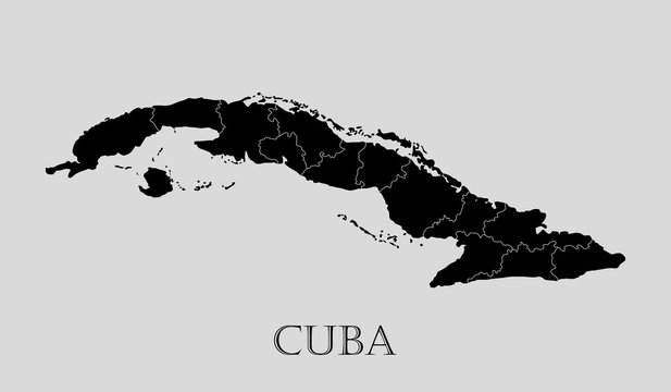 Black Cuba map - vector illustration