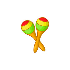 Maracas icon in cartoon style isolated on white background. Musical instrument symbol