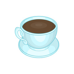 Cup of coffee icon in cartoon style isolated on white background. Drink symbol