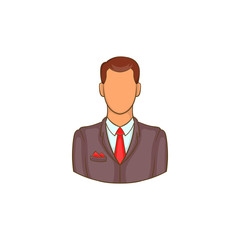 Man in suit avatar icon in cartoon style isolated on white background. People symbol