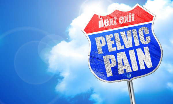 pelvic pain, 3D rendering, blue street sign