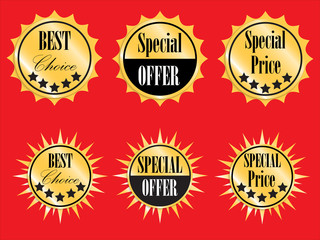 Collection set of vector premium golden sticker labels.