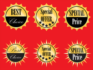 Collection set of vector premium golden sticker labels.