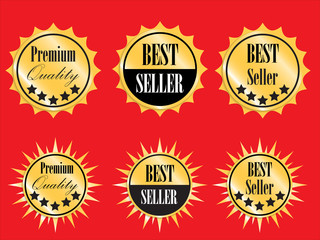 Collection set of vector premium golden sticker labels.