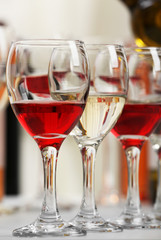 Glasses with different kind of wine