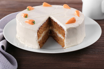 Delicious carrot cake, closeup
