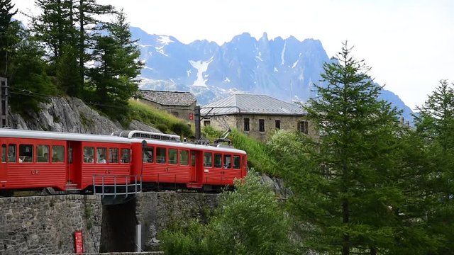 Timelapse of Beautiful View from Montenvers Mer de Glace station in summer say, Mont Blanc Massif,Chamonix,France