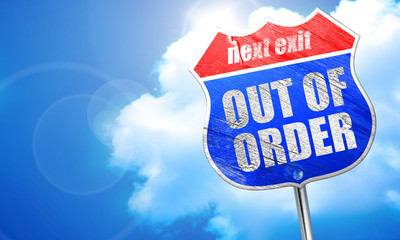 out of order, 3D rendering, blue street sign