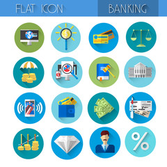 Banking Icon Set Colorful Collection