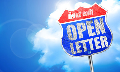 open letter, 3D rendering, blue street sign