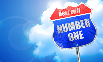 number one sign, 3D rendering, blue street sign