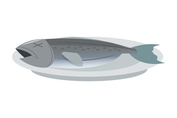 Obraz na płótnie Canvas flat design fish on plate icon vector illustration