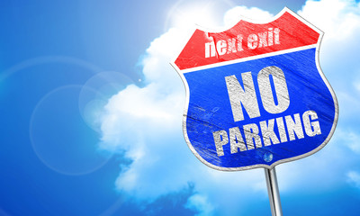 no parking, 3D rendering, blue street sign