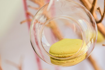 Lemon macaroon presented in a glass