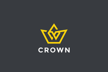 Crown Logo design vector Linear style Royal symbol Logotype icon
